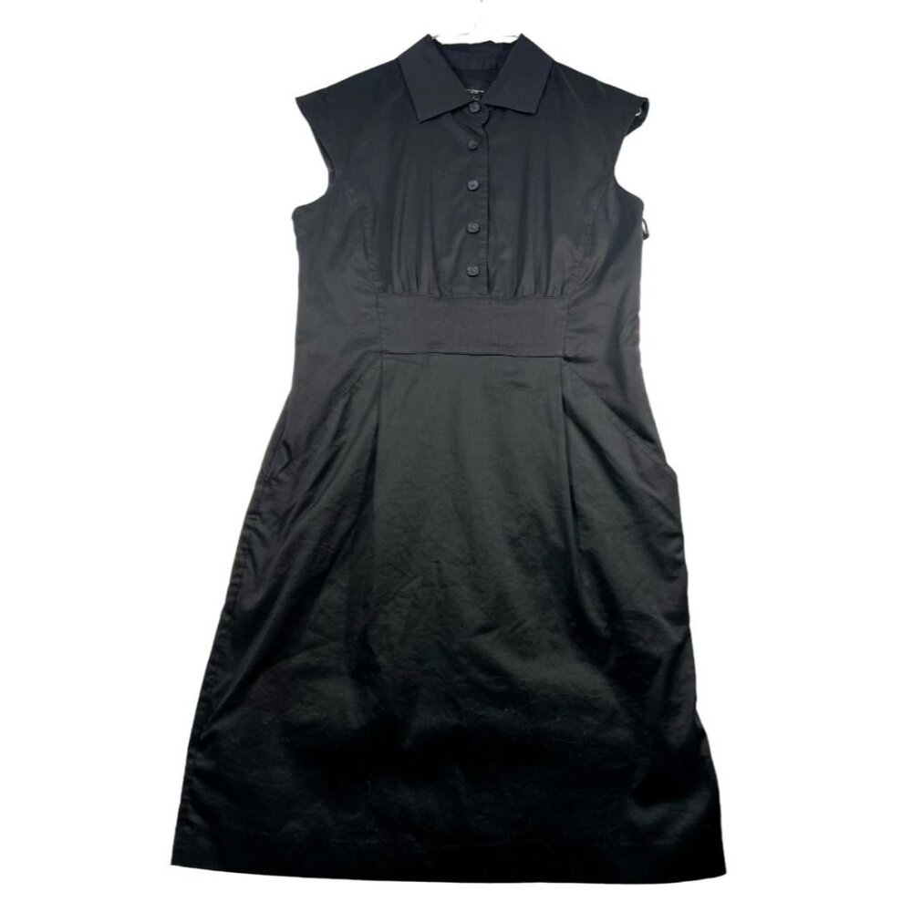 Ann Taylor Dress Womens size 4 Black Stretch Business Casual Sleeveless 2 Pocket